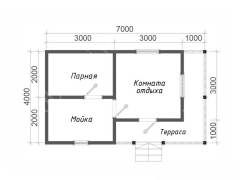 Баня из бруса 7×4 (Б-41), 28 м²