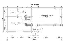 Баня одноэтажная длинная (ББН-15) 67.1 м²