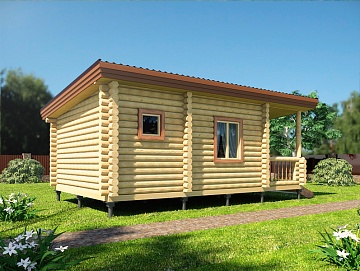 Баня из бревна 8 на 5 с мангальной зоной (ББН-41) 40 м²