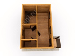 Баня из бруса 6×4 с крыльцом (Б-22), 24 м²