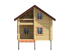 Баня из бревна 6 на 8 с мансардой (ББН-43) 96 м²