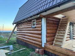 Дом-баня 6×8 с террасой и балконом, 48 м²