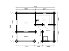 Баня из бревна 5.5×7 (ББ-54), 38.5 м²