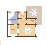 Баня из бревна 6×9 (ББ-49), 60 м²